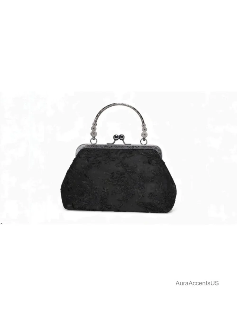 Vintage Lace Floral Clutch Evening Bag, Embroidered Handbag with Detachable